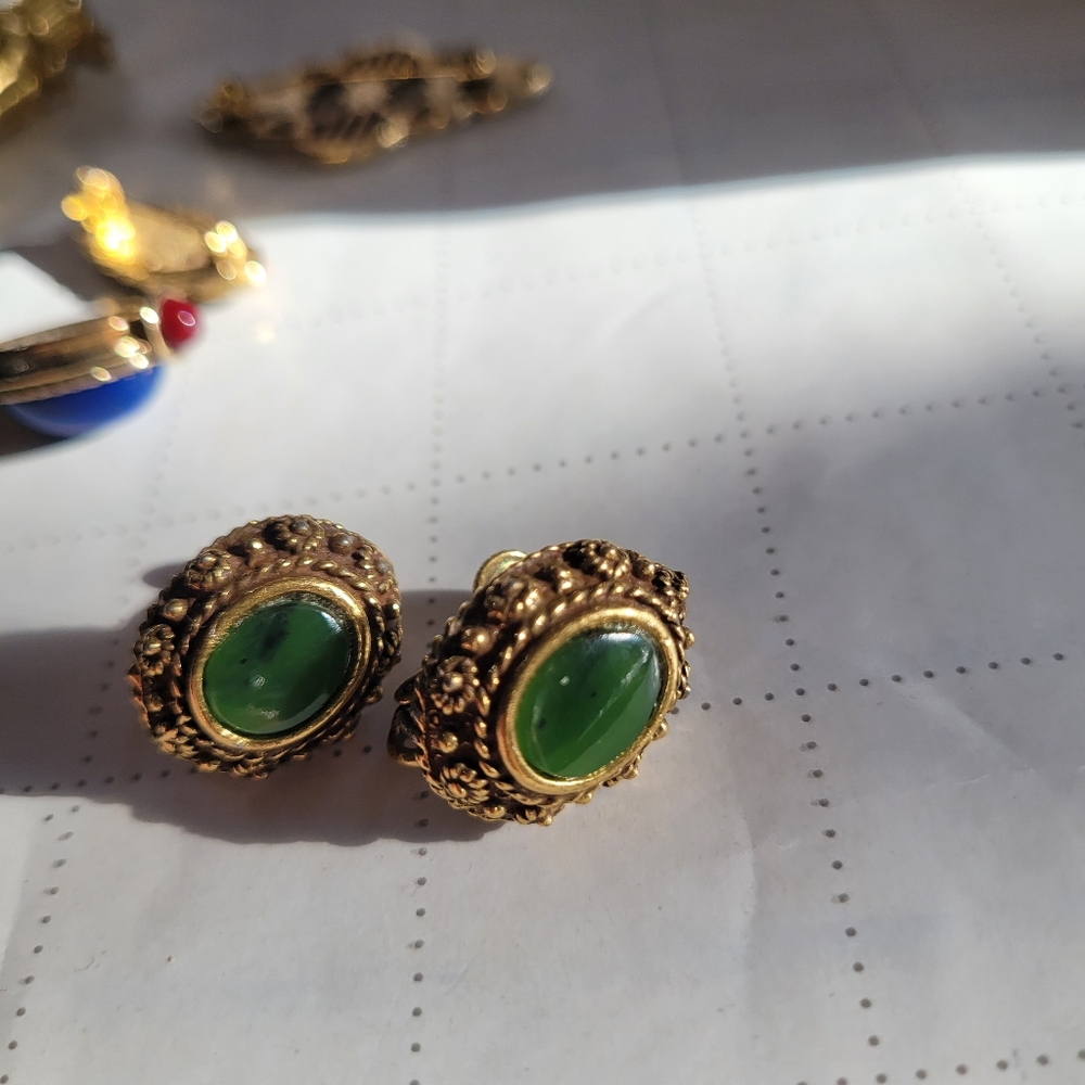 1928, Avon, Vtg Czechlosovakia Elegant Gold Gemstone Set Vintage Inspired - Picture 9 of 14